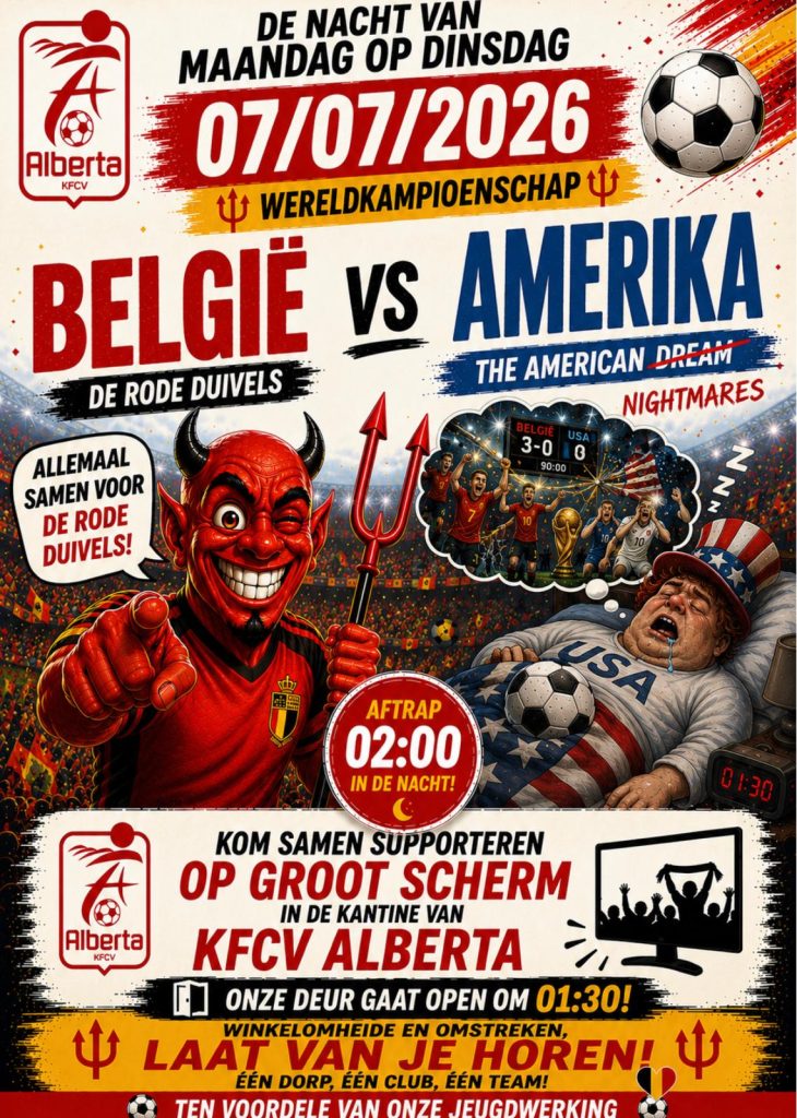 Het WK bij KFCV ALBERTA – België – USA ⚽⚫🟡🔴